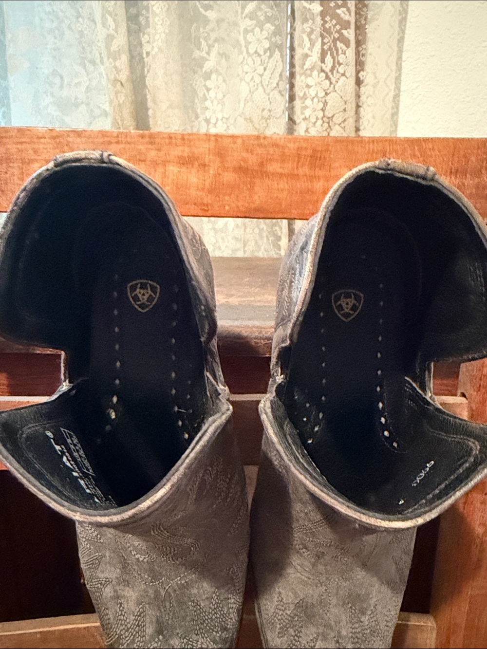 Women's Gray Western Ankle Boots - Classic Cowboy Style - Picture 3 of 5
